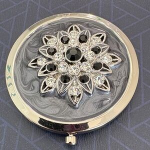 Elegant Black and Silver Compact Mirror